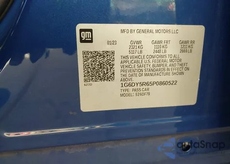 2023 Cadillac Ct5-V V-Series Blackwing z USA, uszkodzony, nr VIN 1G6DY5R65P0860522